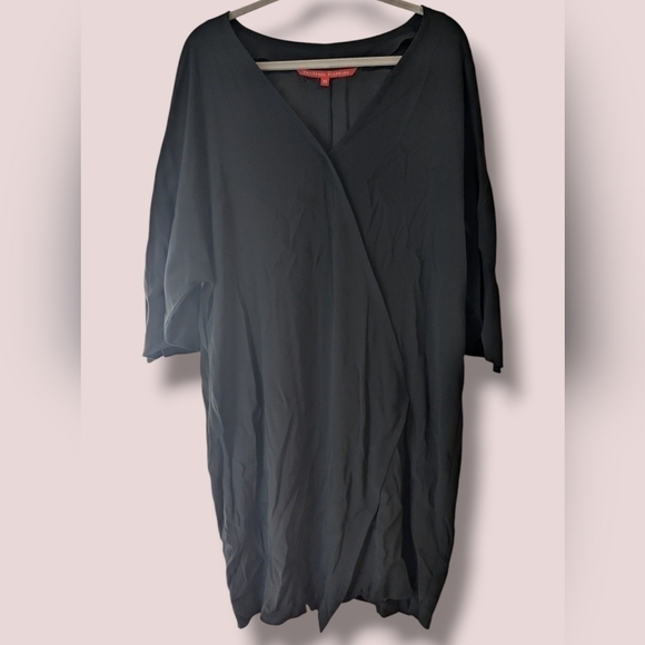 Universal Standard Black Crepe Asymmetric The Katy Kimono Mini Dress Evening - Picture 2 of 13